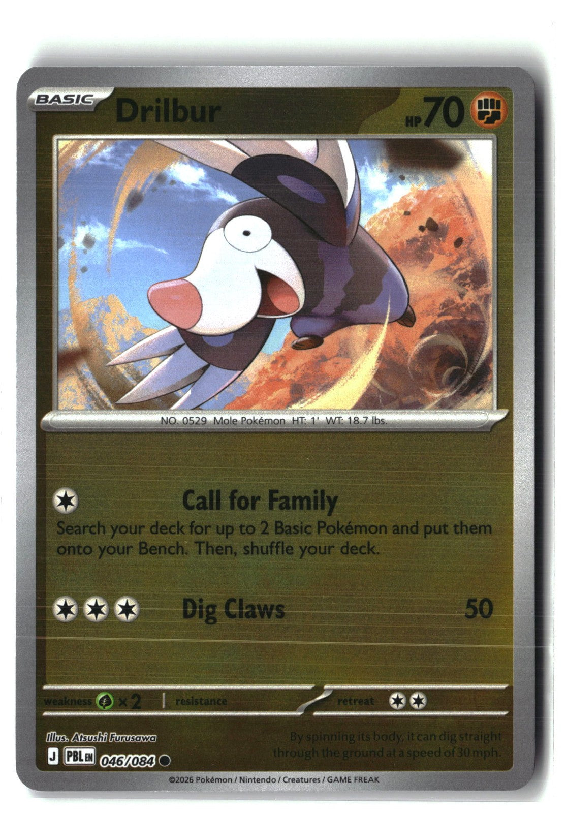 Drilbur Reverse Holofoil NM (Pitch Black 046/084)