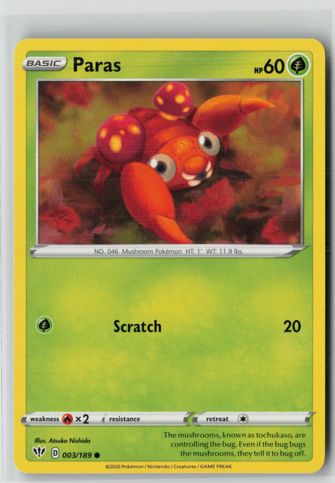 Paras (SWSH03: Darkness Ablaze 003/189) NM
