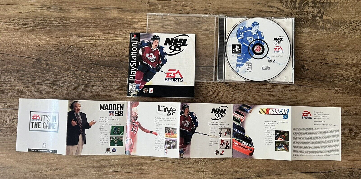 NHL 98 PlayStation 1 PS1 Manual Included + Ad Insert TESTED BLACK LABEL Hockey