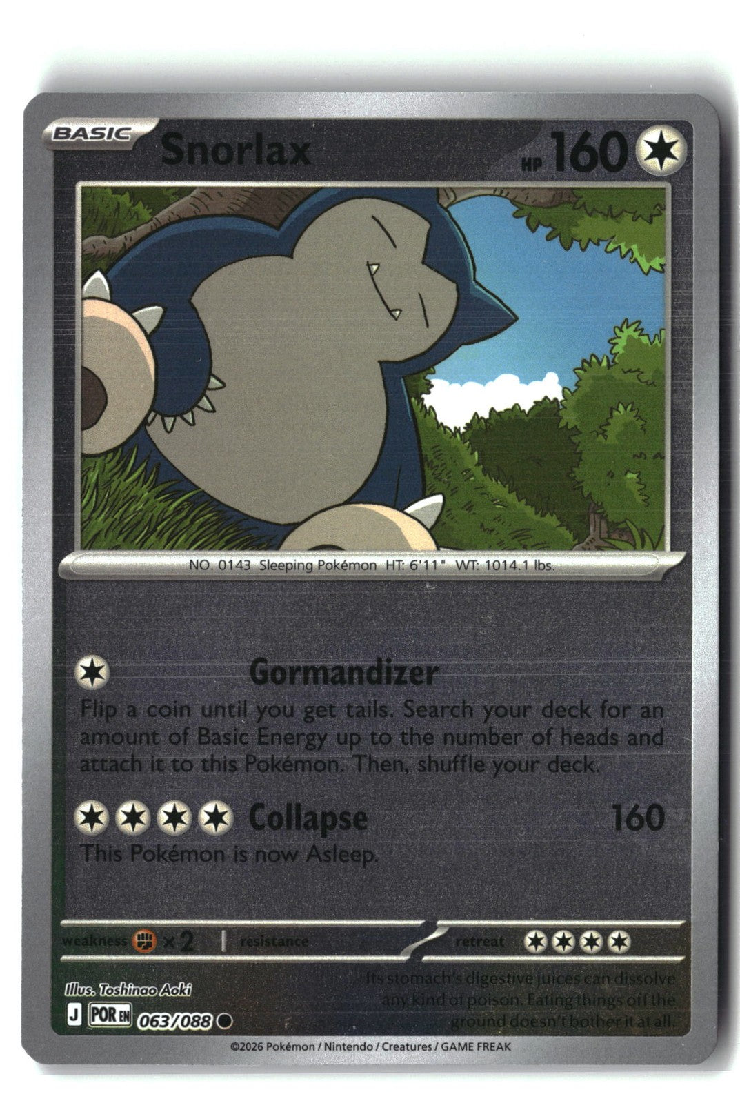 Snorlax Reverse Holofoil NM (Perfect Order 063/088)