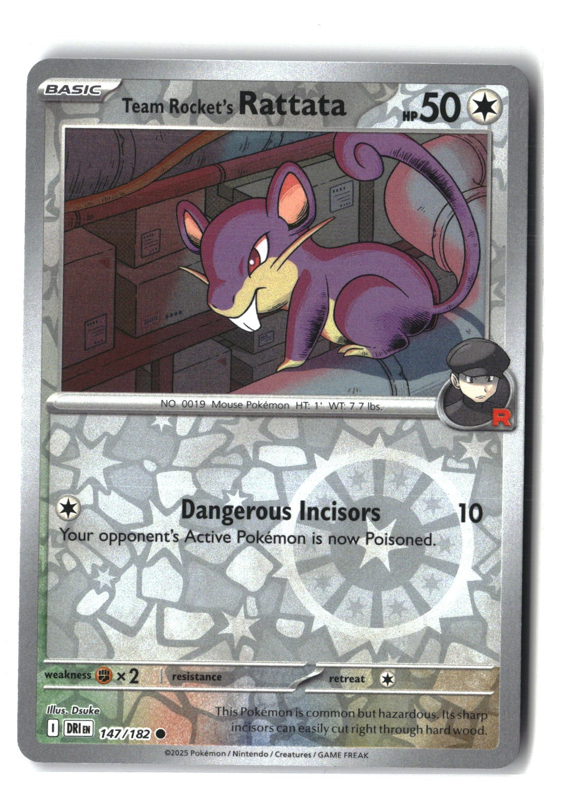 Team Rocket's Rattata Reverse Holofoil NM (Destined Rivals 147/182)