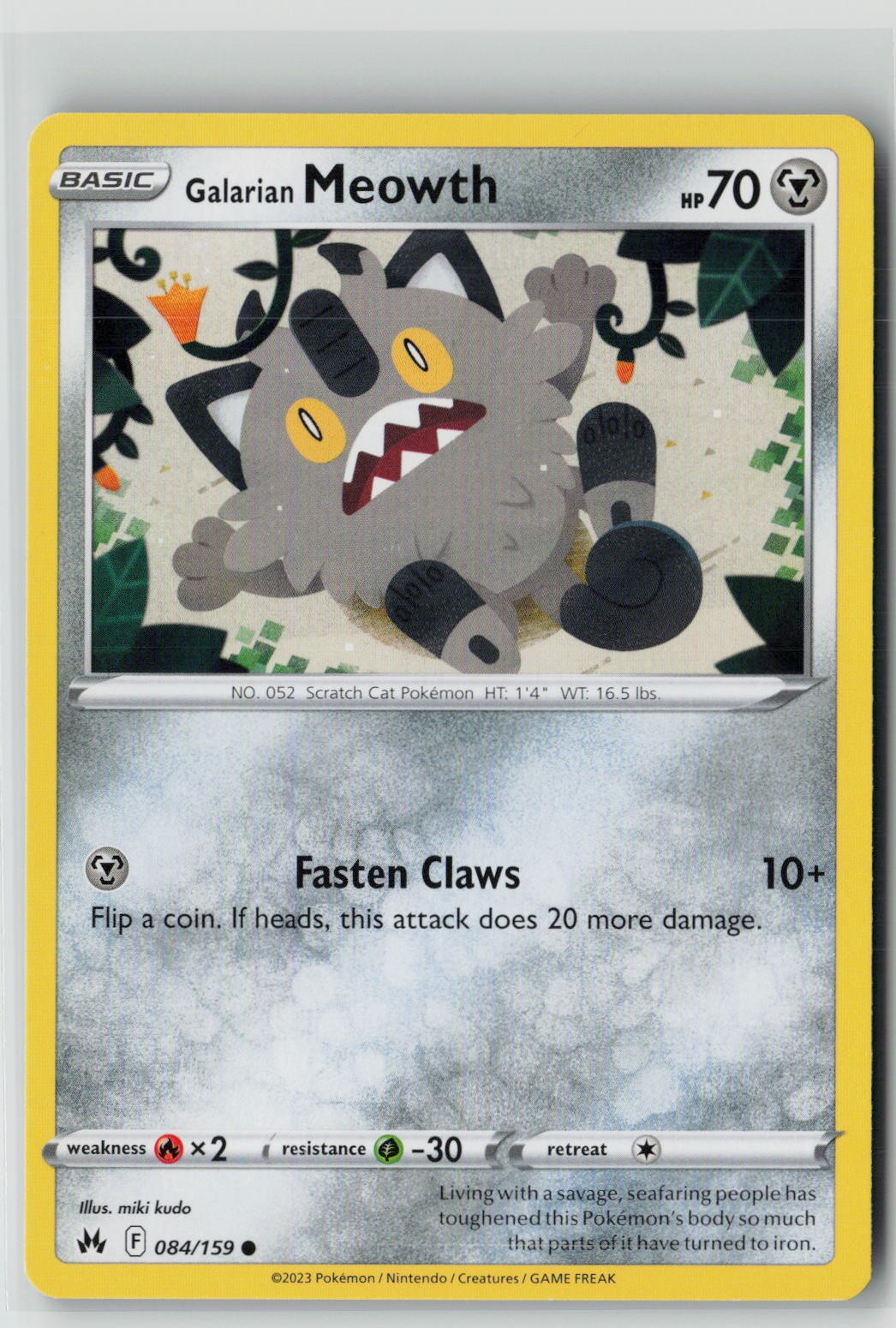 Galarian Meowth (SWSH: Crown Zenith 084/159) NM