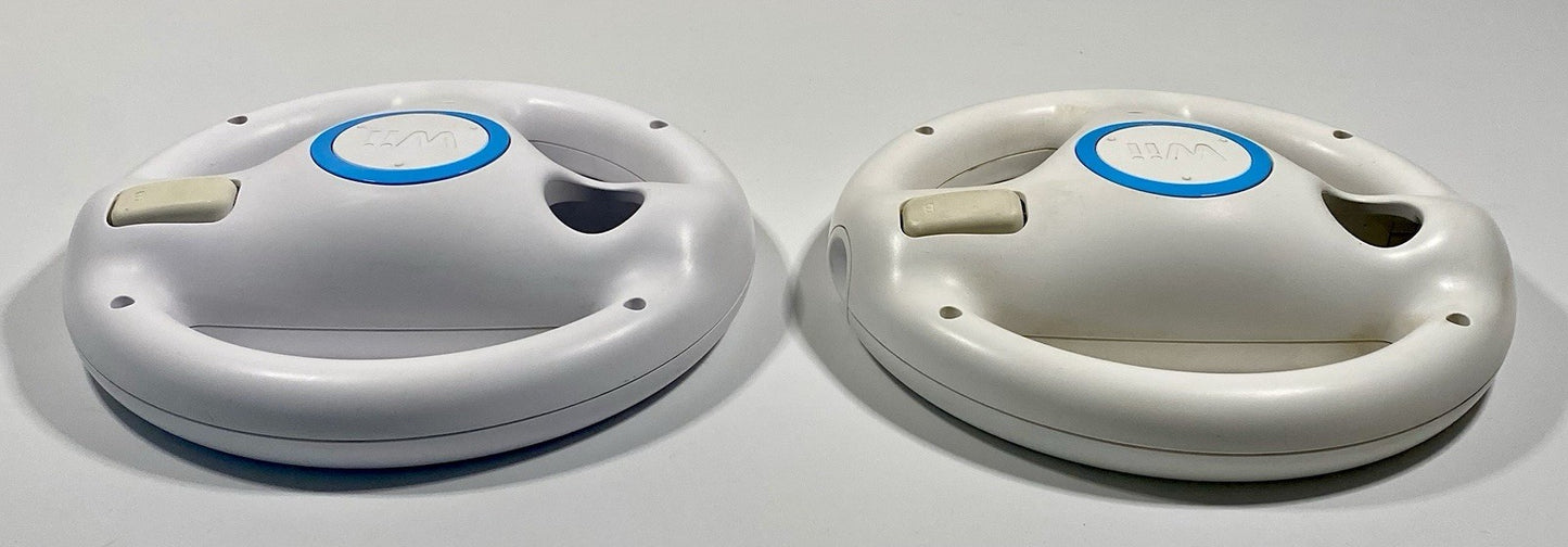 2X Official Nintendo Wii Steering Wheel Mario Kart OEM White RVL-024 Lot of 2
