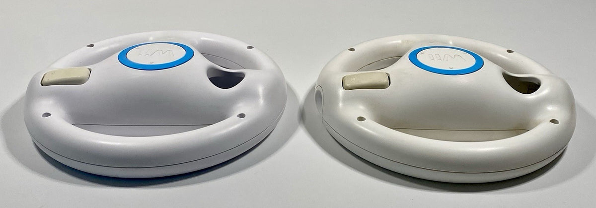 2X Official Nintendo Wii Steering Wheel Mario Kart OEM White RVL-024 Lot of 2