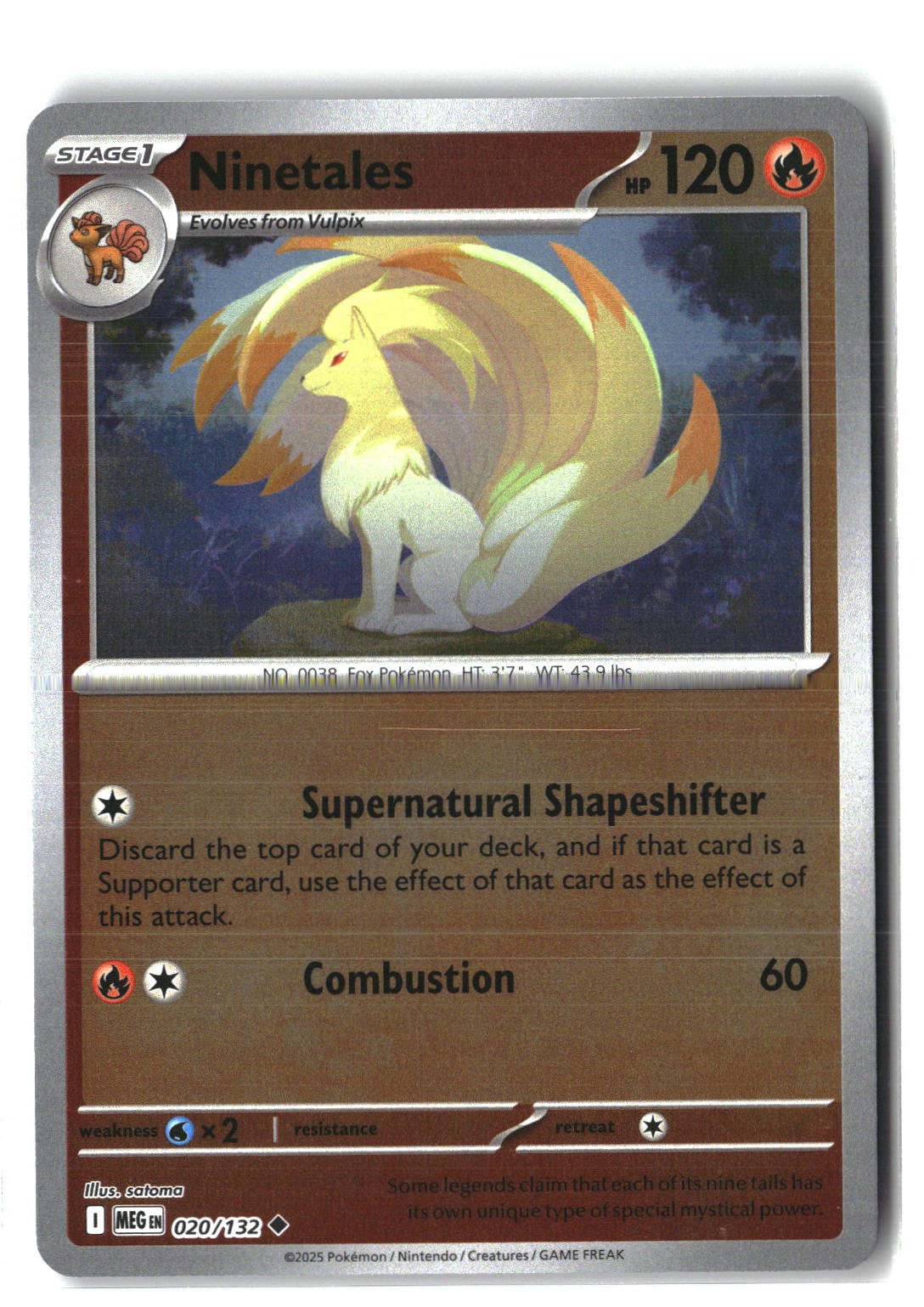 Ninetales Reverse Holofoil NM (Mega Evolution 020/132)