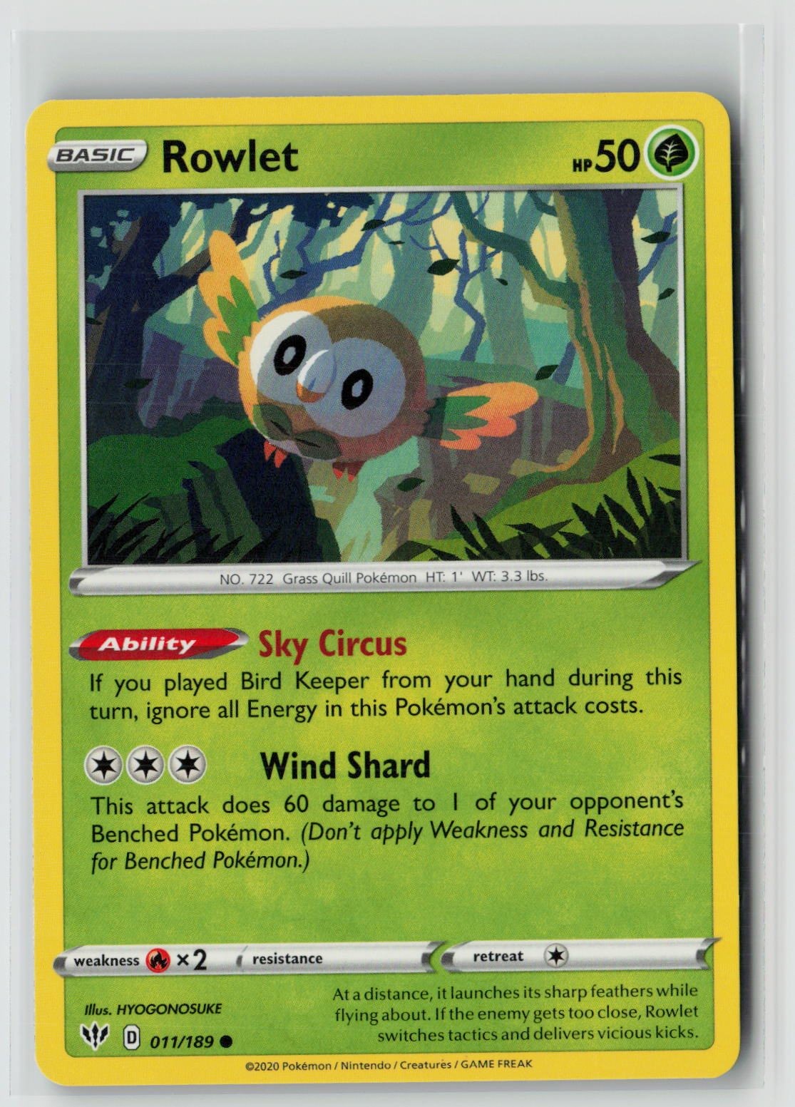 Rowlet (SWSH03: Darkness Ablaze 011/189) NM