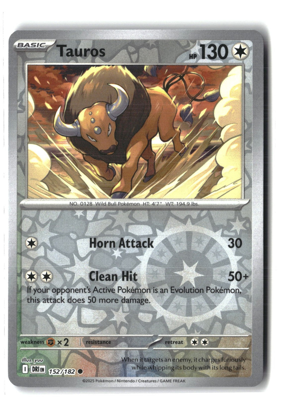 Tauros Reverse Holofoil NM (Destined Rivals 152/182)