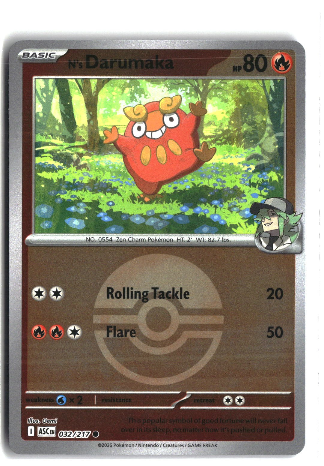 N's Darumaka (Poke Ball) Reverse Holofoil NM (ME: Ascended Heroes 032/217)