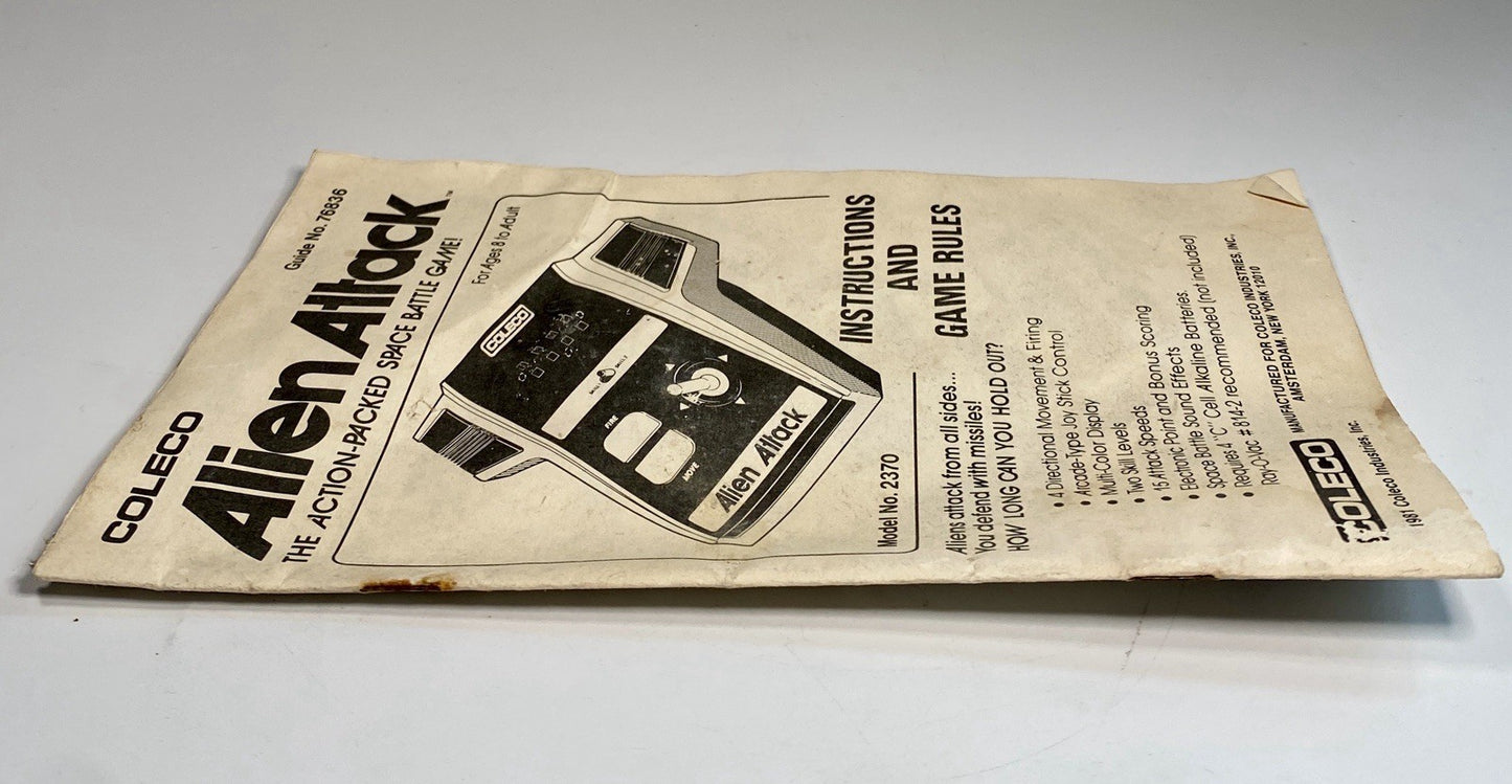 Vintage Alien Attack Electronic Handheld Game Complete w/ Box & Manual Tested