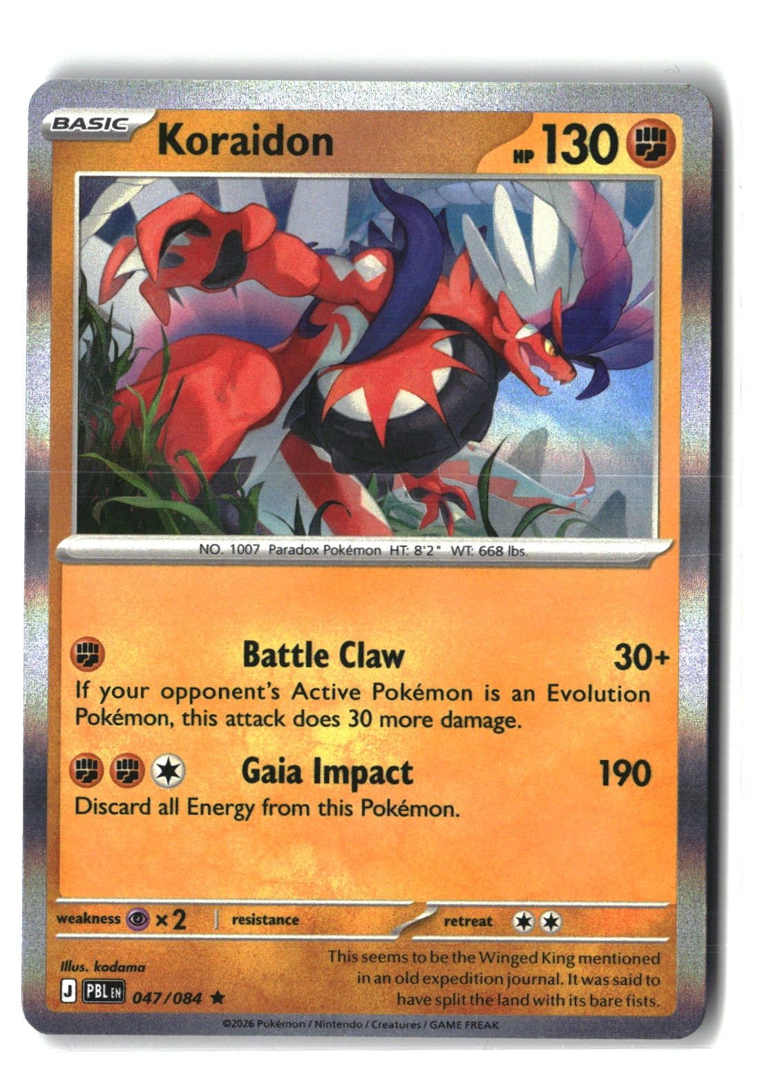 Koraidon Holofoil NM (Pitch Black 047/084)