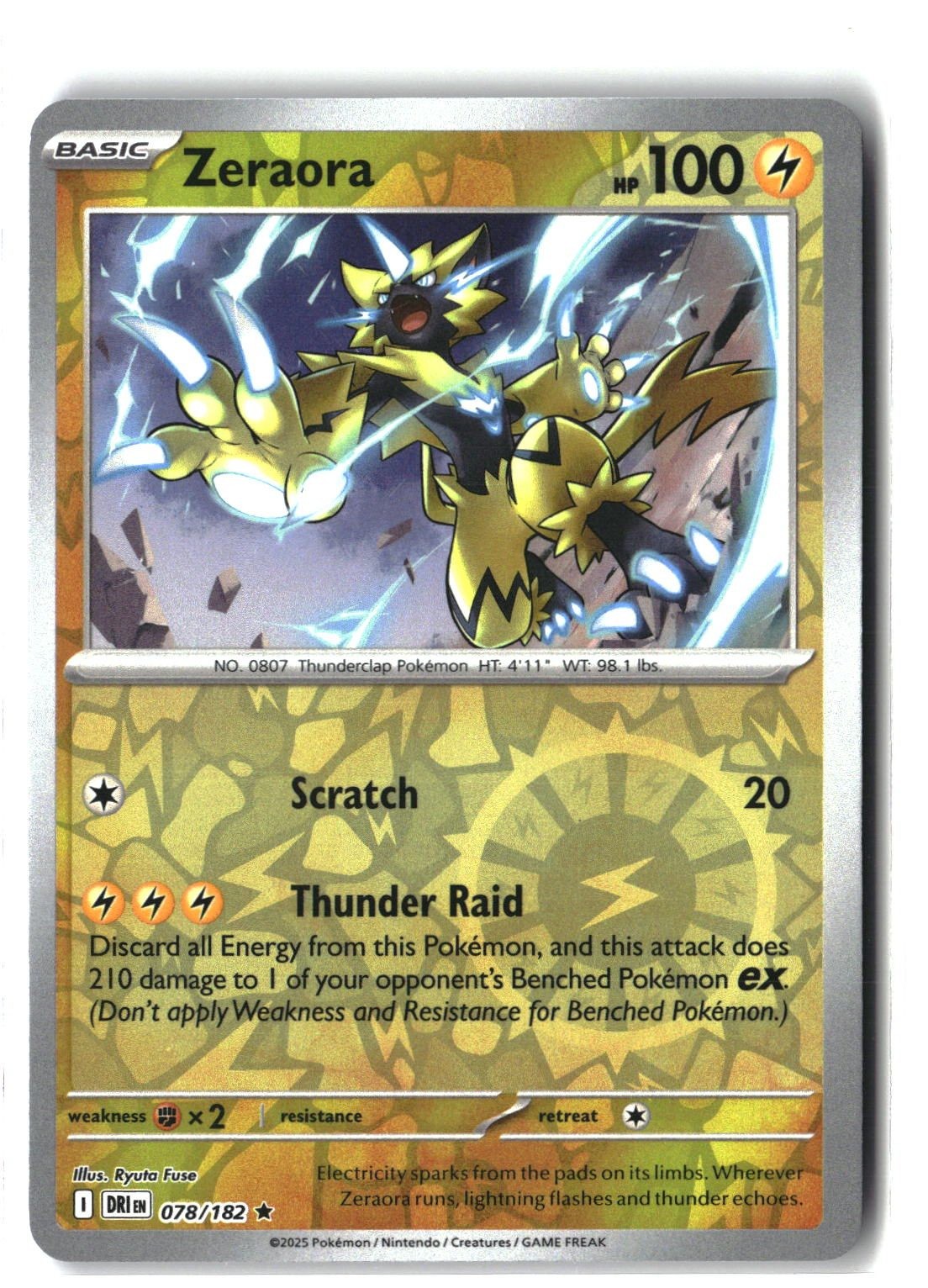 Zeraora Reverse Holofoil NM (Destined Rivals 078/182)