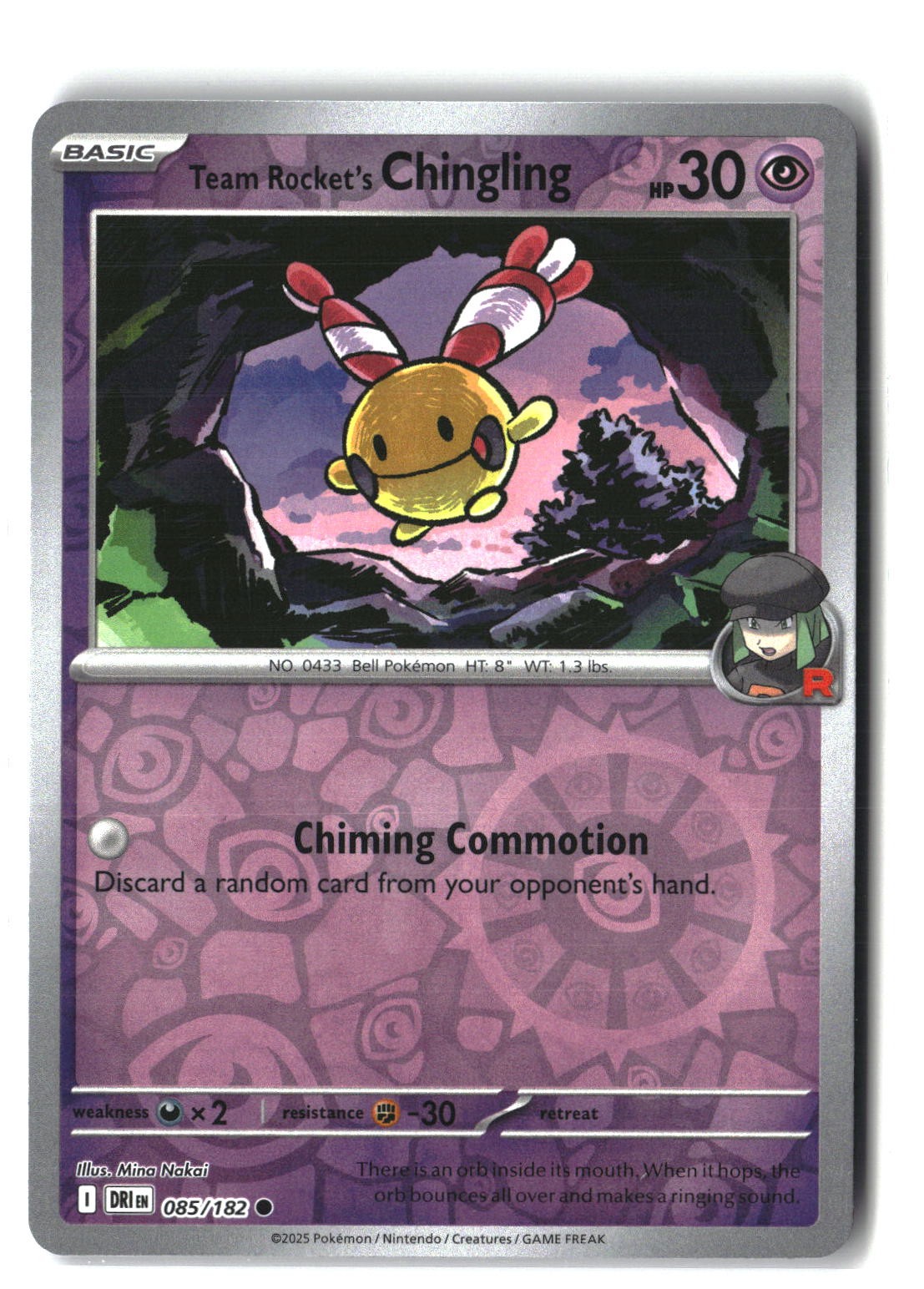 Team Rocket's Chingling Reverse Holofoil NM (Destined Rivals 085/182)