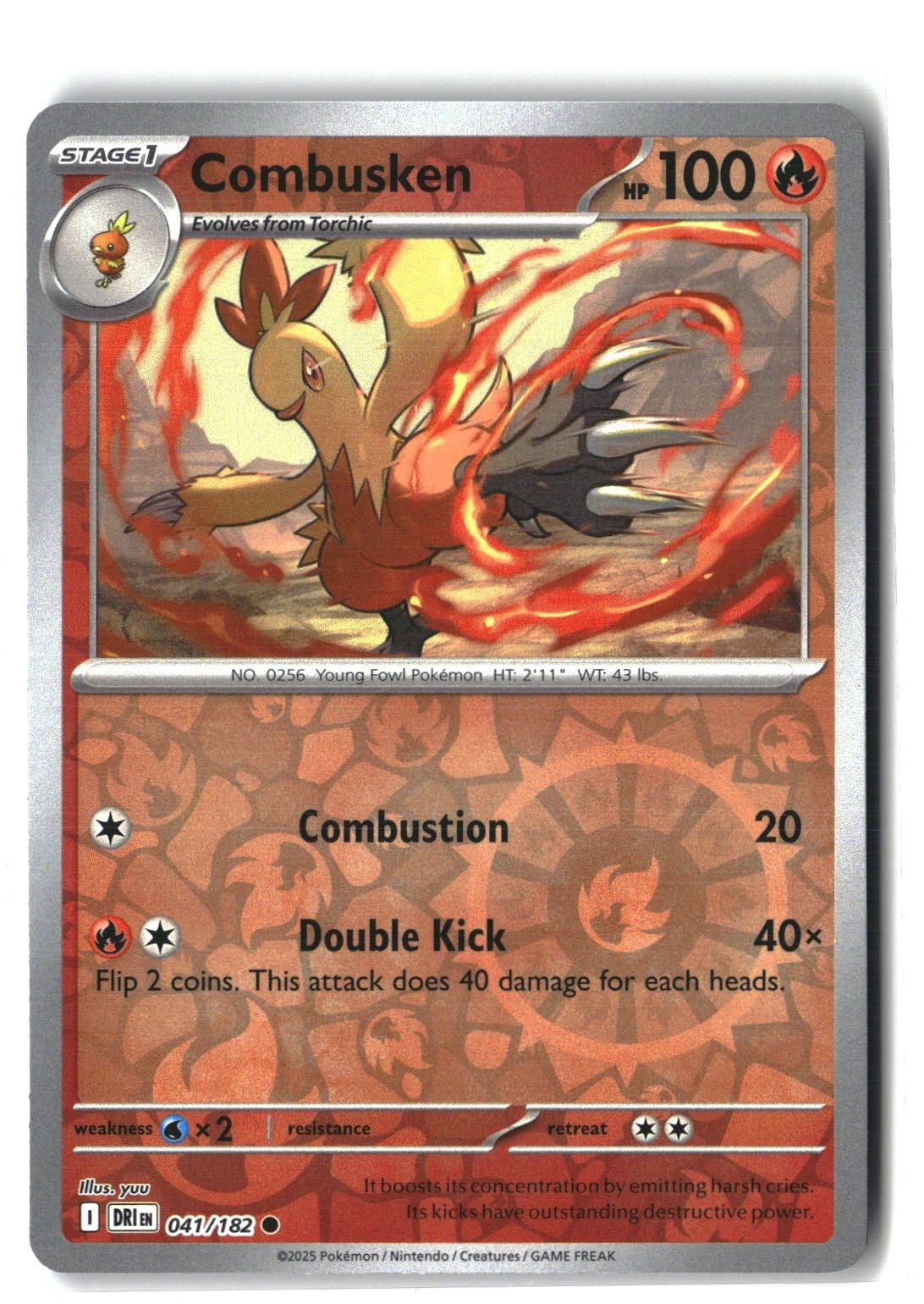Combusken Reverse Holofoil NM (Destined Rivals 041/182)