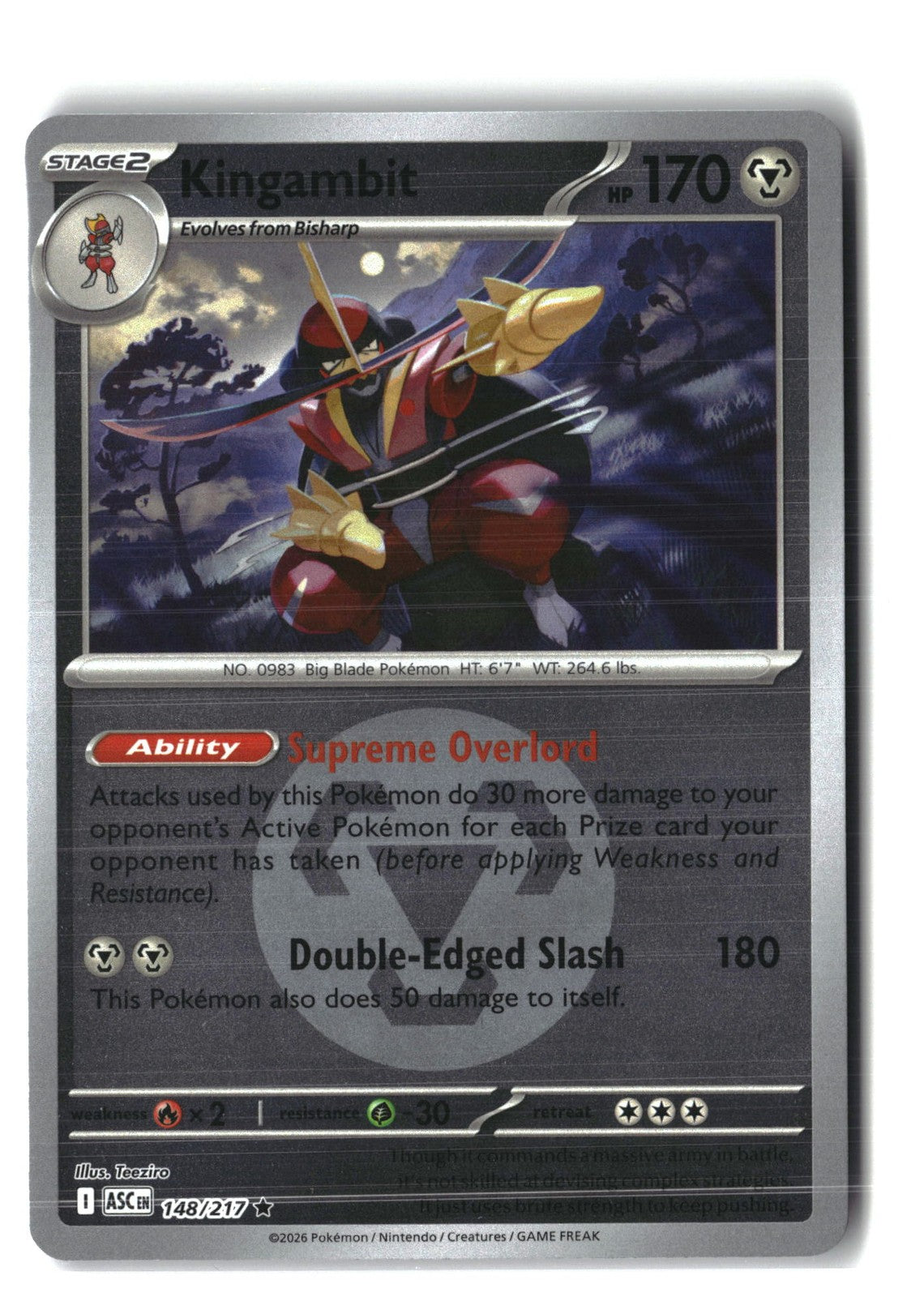 Kingambit (Energy Symbol Pattern) Reverse Holofoil NM (ME: Ascended... 148/217)