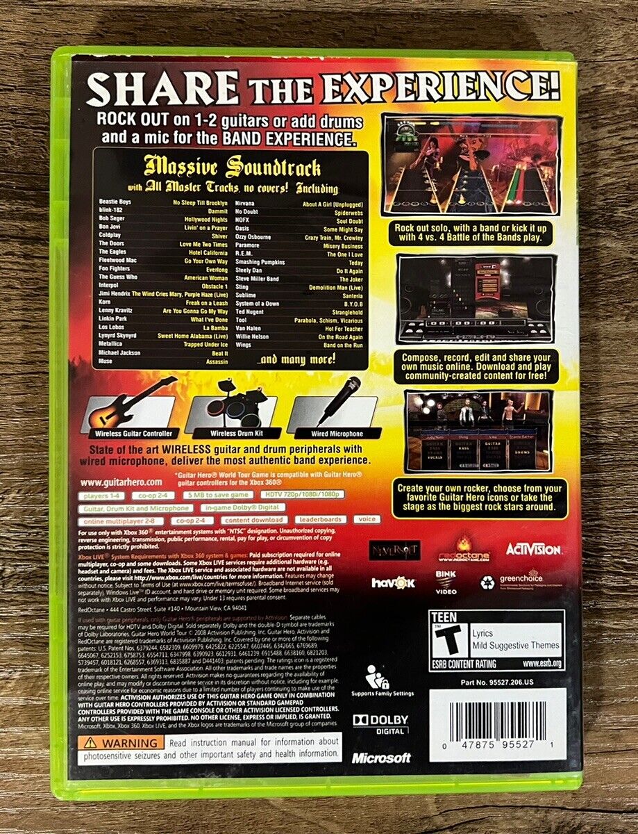 Guitar Hero World Tour - Microsoft Xbox 360 CIB Tested And Works!