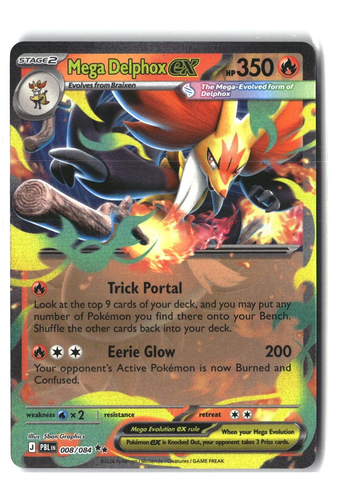 Mega Delphox ex Holofoil NM (Pitch Black 008/084)