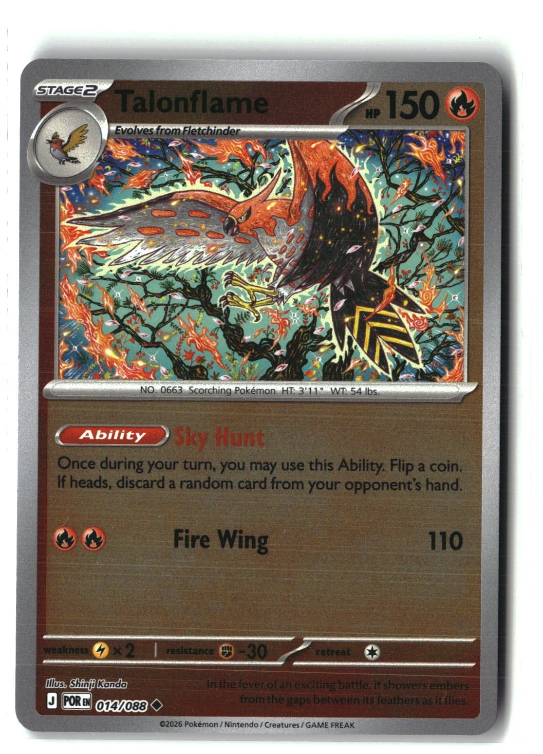 Talonflame Reverse Holofoil NM (Perfect Order 014/088)