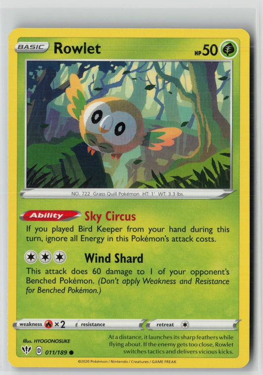 Rowlet (SWSH03: Darkness Ablaze 011/189) NM