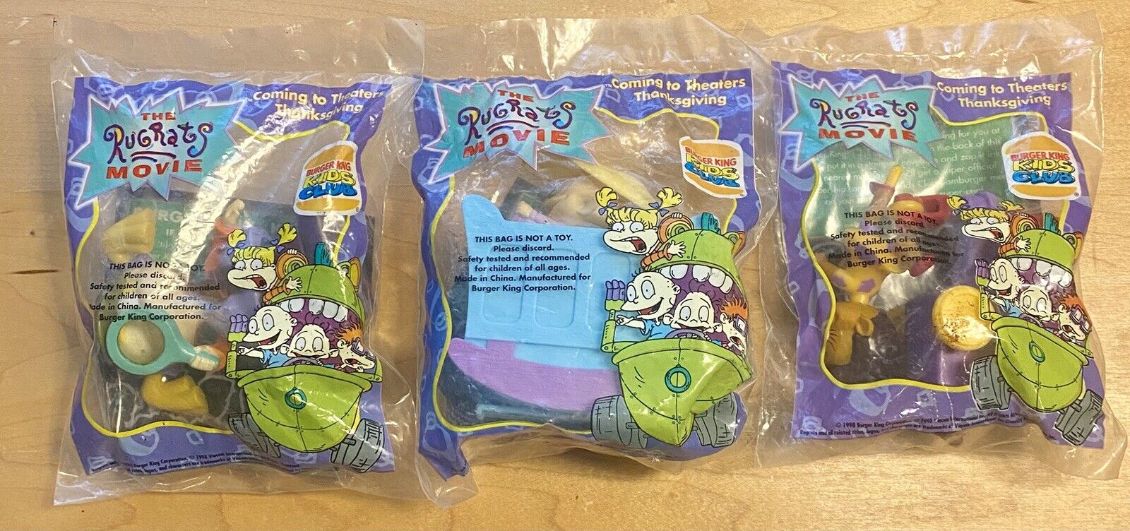 Set of 3 The Rugrats Movie Nickelodeon Burger King Kids Club Toys 1998