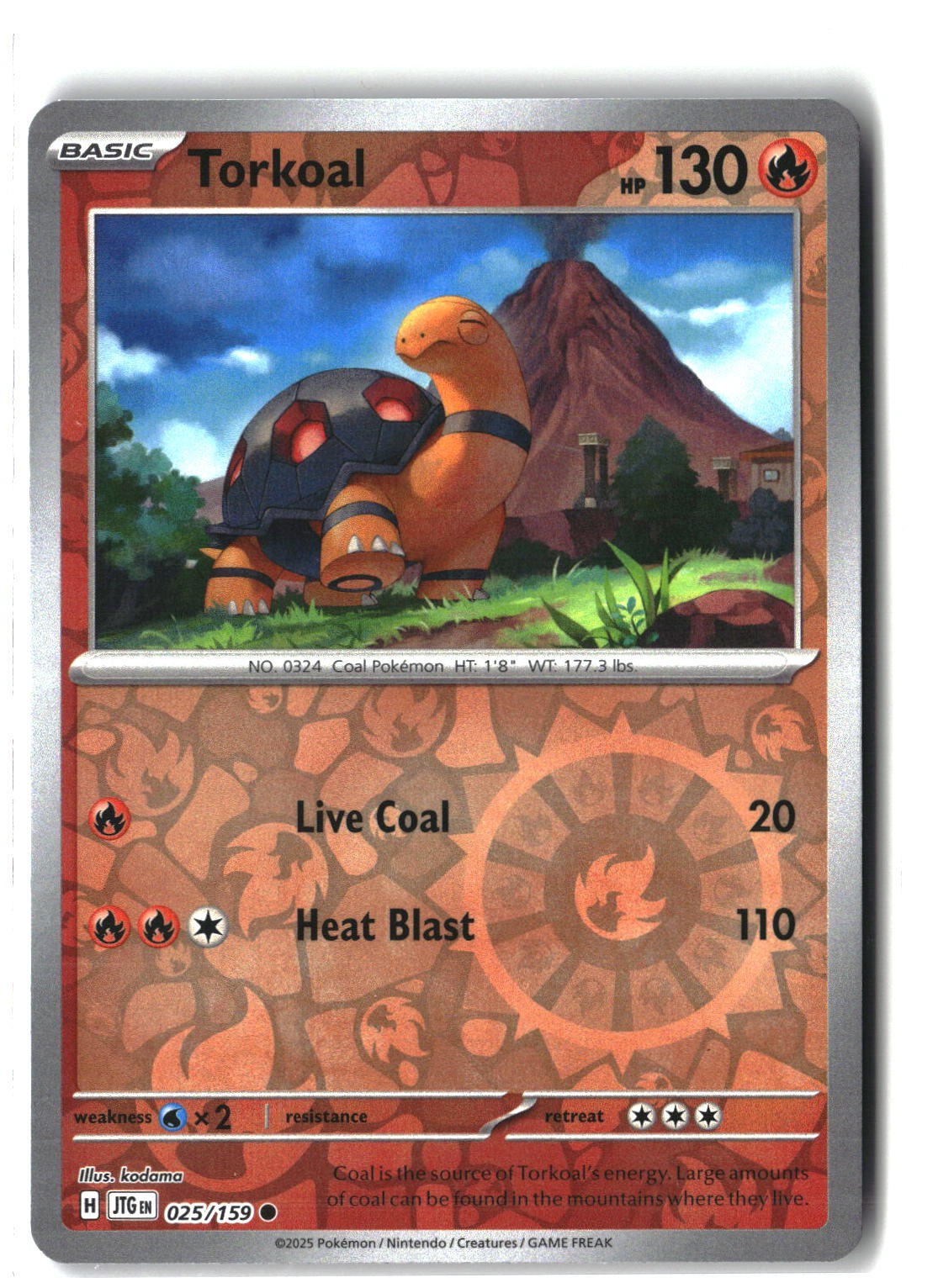 Torkoal Reverse Holofoil NM (Journey Together 025/159)
