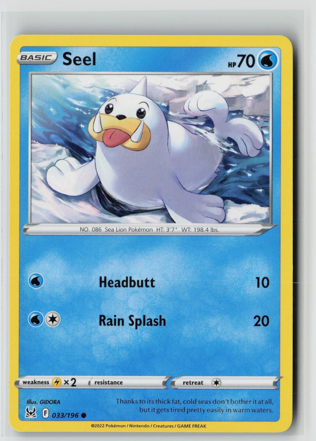 Seel (SWSH11: Lost Origin 033/196) NM