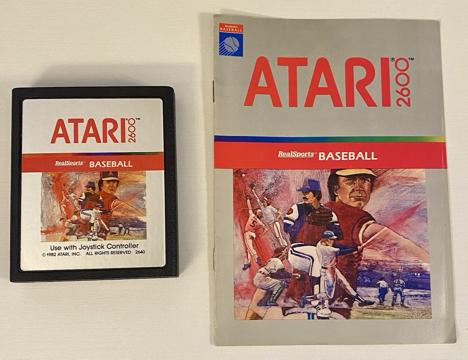 Real Sports Baseball (Atari 2600, 1988) Silver Label Cart And Manual, Tested