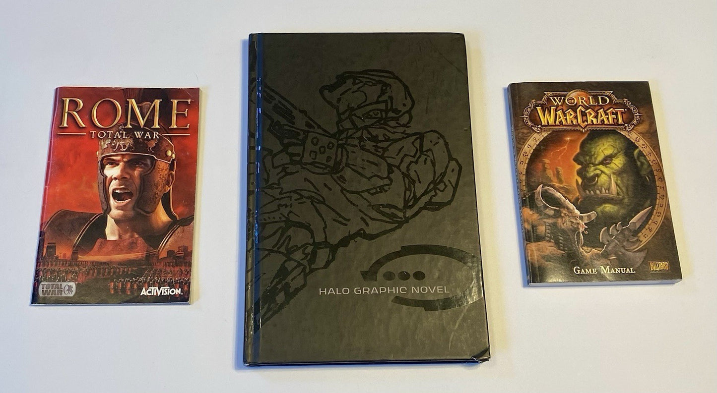 Bundle of Hardcover Halo Graphic Novel & World Of Warcraft/Rome Total War Manual