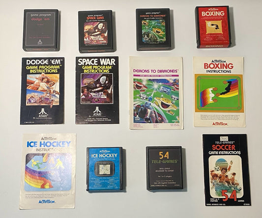 Atari 2600 Game Lot Of 6 Video Game Carts & Manuals, Retro Classic Bundle Tested