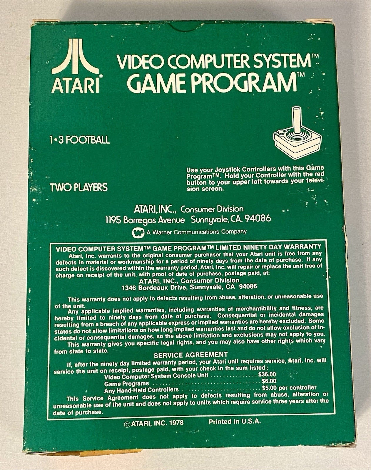 Football (Atari 2600, 1978) CIB W/ Cartridge, Manual & Box. Tested & Working